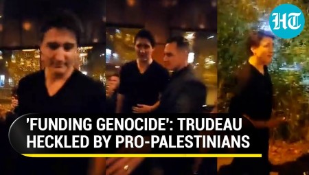 شاهد .. ترودو يغادر مطعما برفقة الشرطة الكندية بسبب احتجاج مؤيد للفلسطينيين