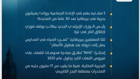 موجز أخبار بريطانيا من موقع ومنصة عرب لندن/ الاثنين: 8 بريل / نيسان 2024