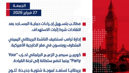 موجز أخبار بريطانيا من منصة عرب لندن:  الجمعة : 27  فبراير / شباط 2026